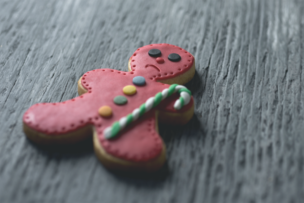 img des: a gingerbread man with a sad face