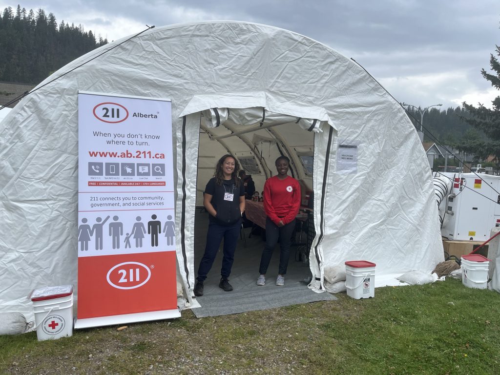 Staff from DCC at the Red Cross Reception Centre in Jasper during Jasper wildfires in 2024.